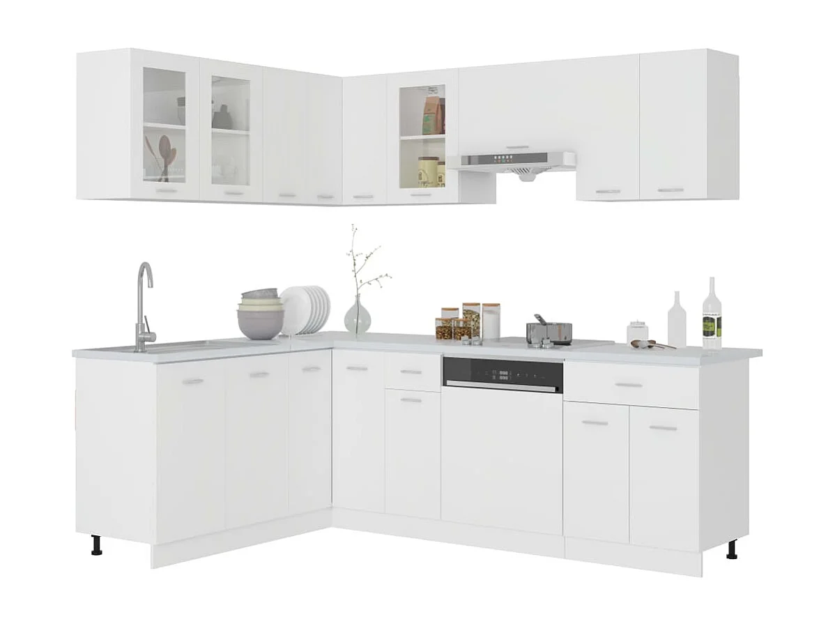 Ensemble de meubles de cuisine 11 pcs Blanc Aggloméré