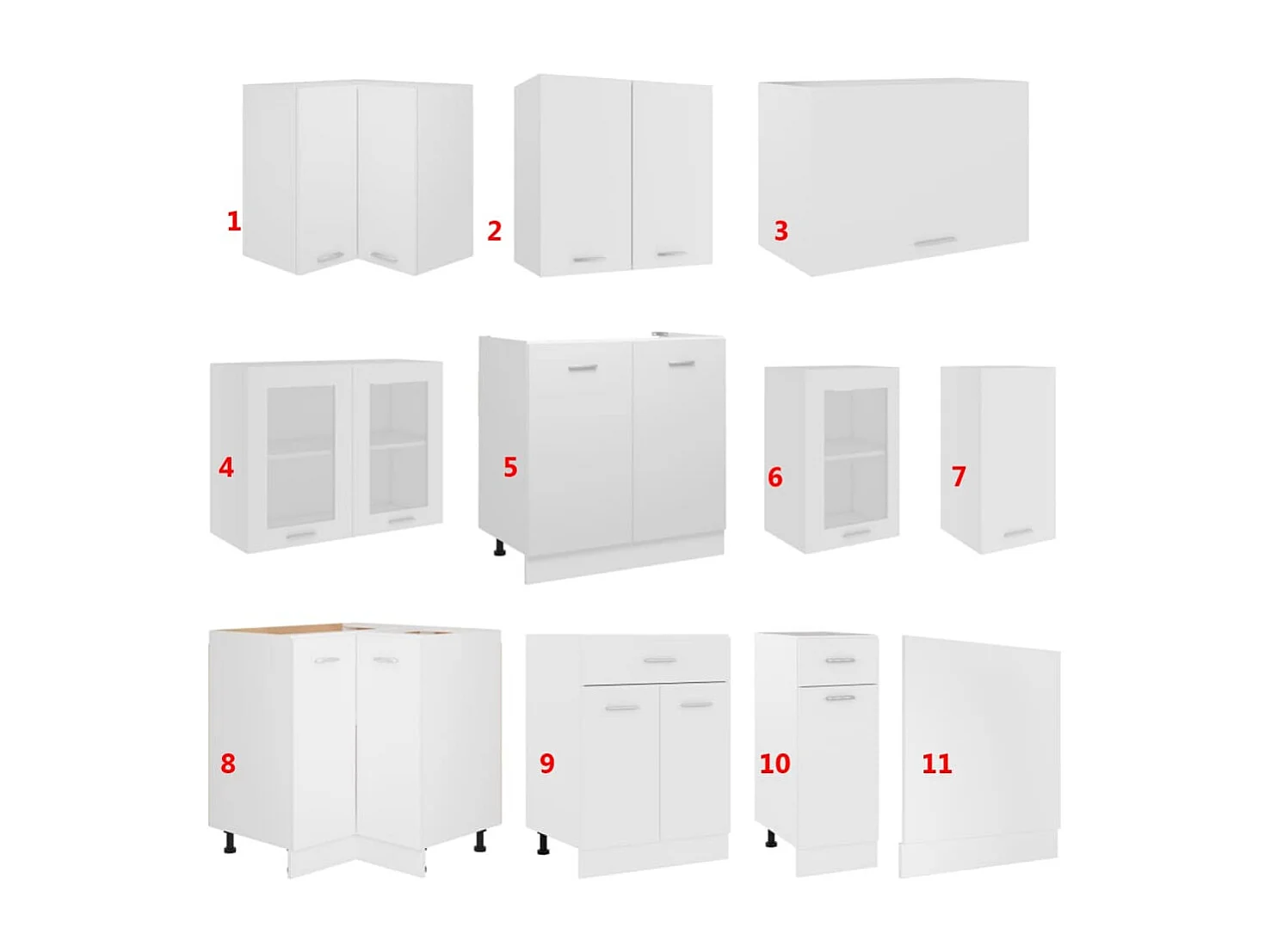 Ensemble de meubles de cuisine 11 pcs Blanc Aggloméré