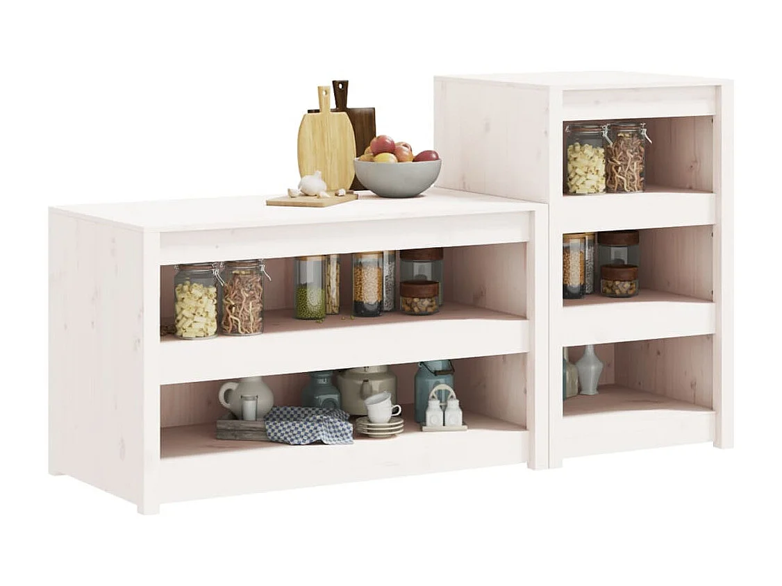 Armoires de cuisine d'extérieur 2 pcs blanc bois de pin massif