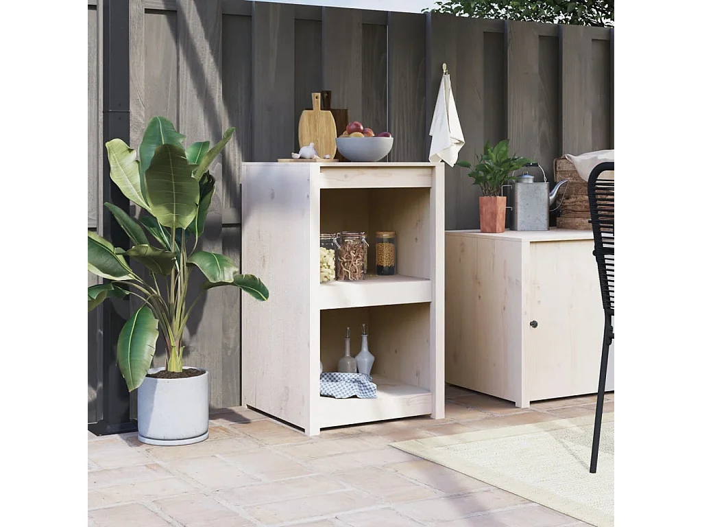 Armoire de cuisine d'extérieur blanc bois de pin massif