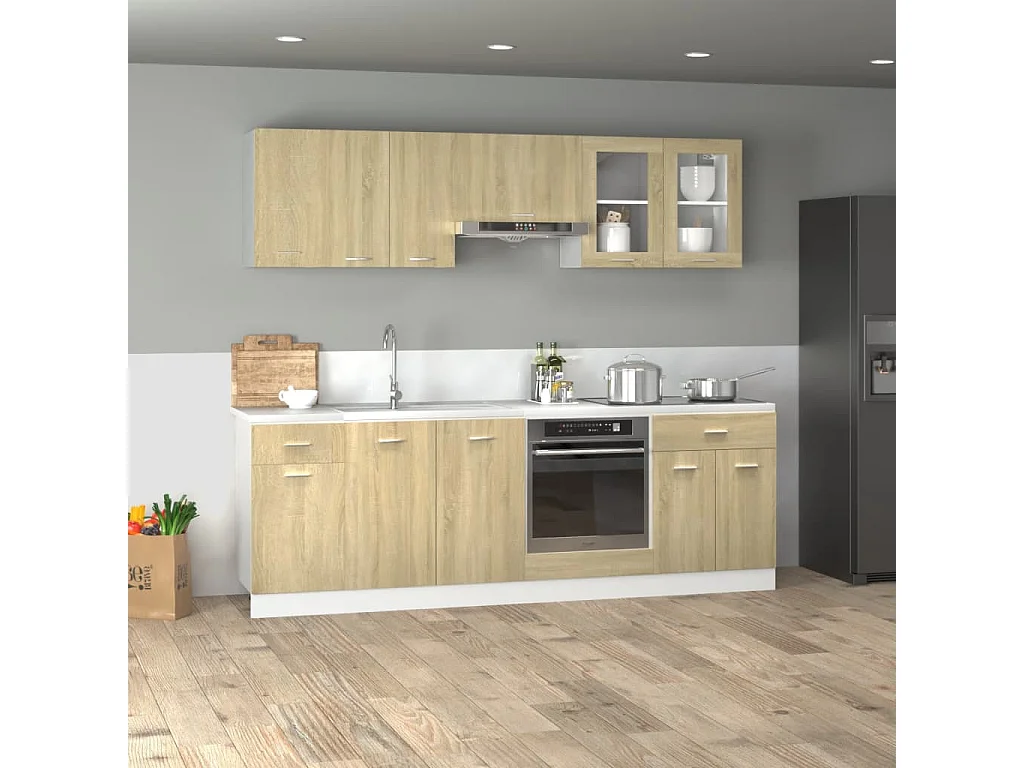Ensemble d'armoires cuisine 8pcs chêne sonoma bois d'ingénierie