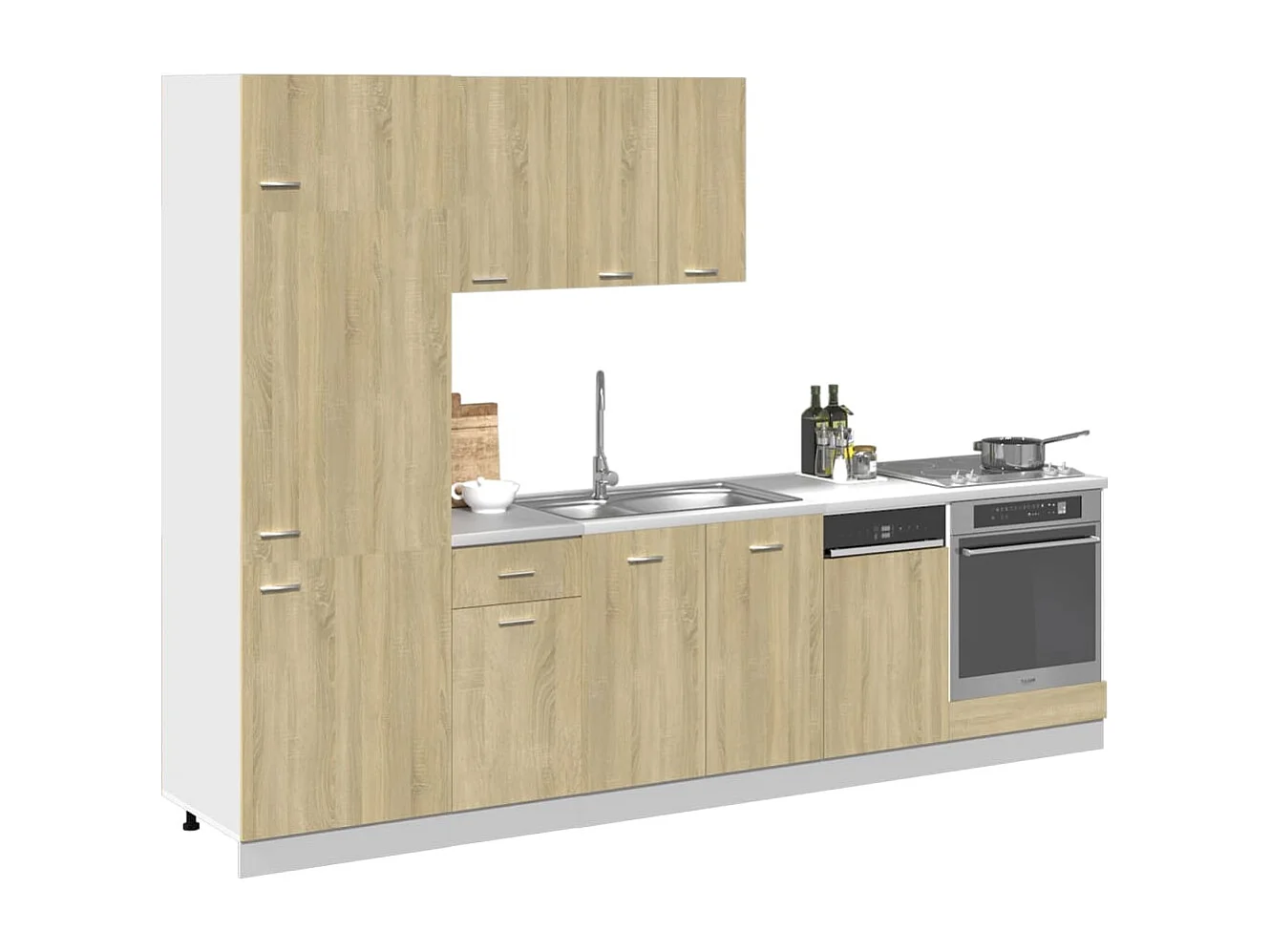 Conjunto de armário de cozinha Sonoma Oak com 7 peças