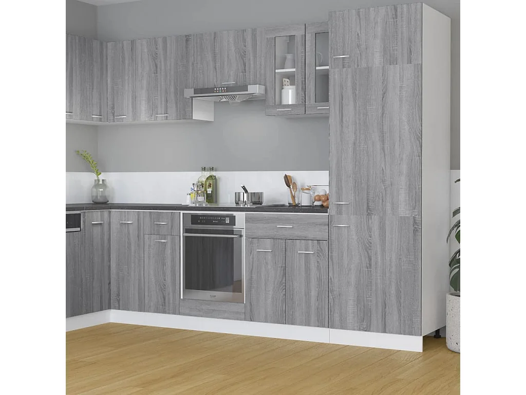 Armoire en verre suspendue Sonoma gris Bois d'ingénierie