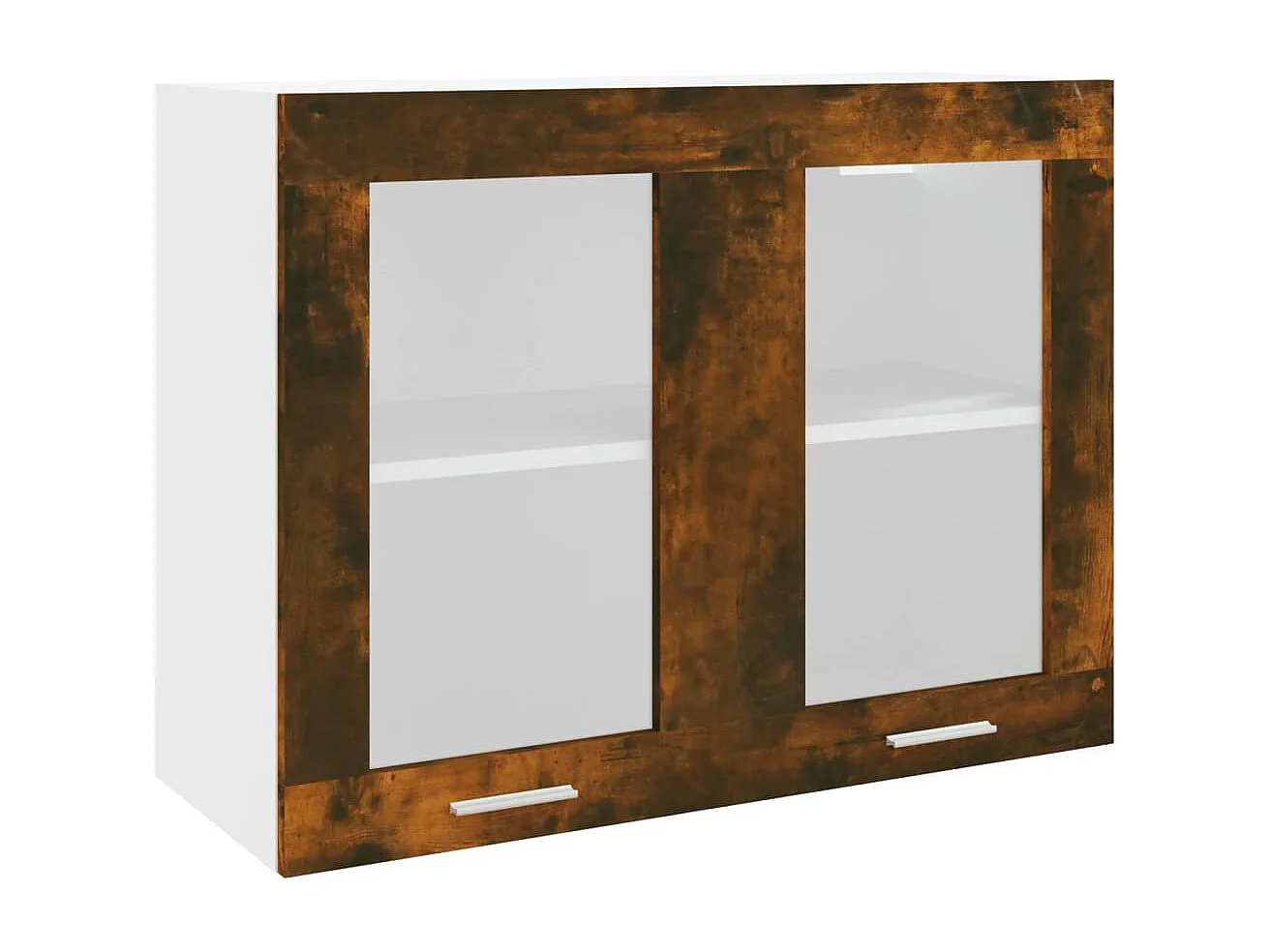 Vitrina colgante de cristal de madera de ingeniería de roble ahumado