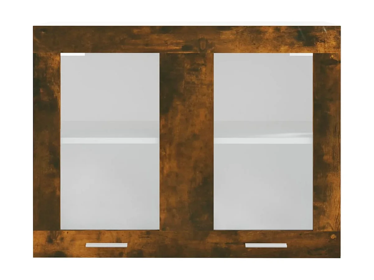 Vitrina colgante de cristal de madera de ingeniería de roble ahumado