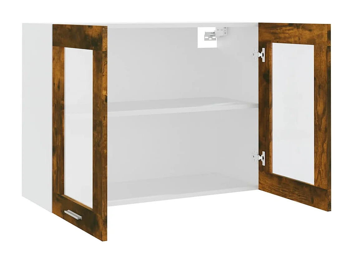 Armoire en verre suspendue Chêne fumé Bois d'ingénierie