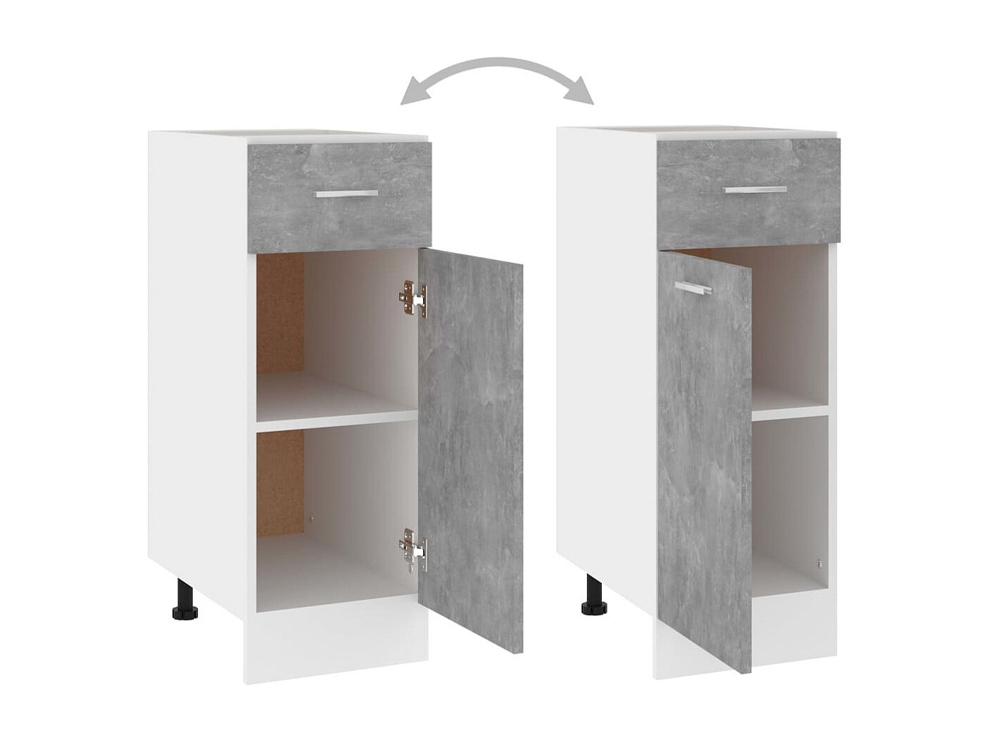 Armadio Inferiore VidaXL Lyon Grigio Cemento – 30x46x81,5 Cm, Con 2 Ripiani E Cassetto