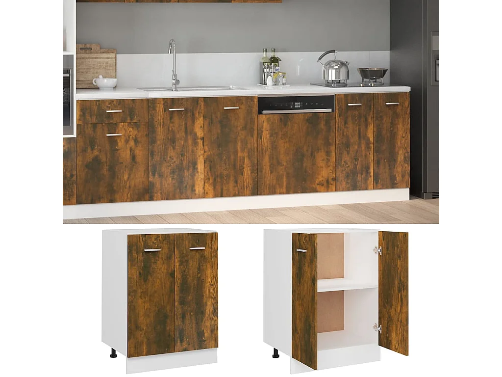 Armoire de plancher Chêne fumé 60x46x81,5 cm Bois d'ingénierie