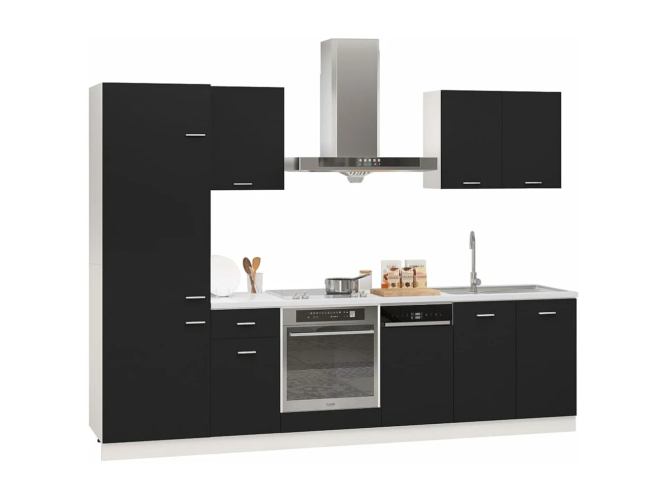 Ensemble de meubles de cuisine 7 pcs Noir Aggloméré