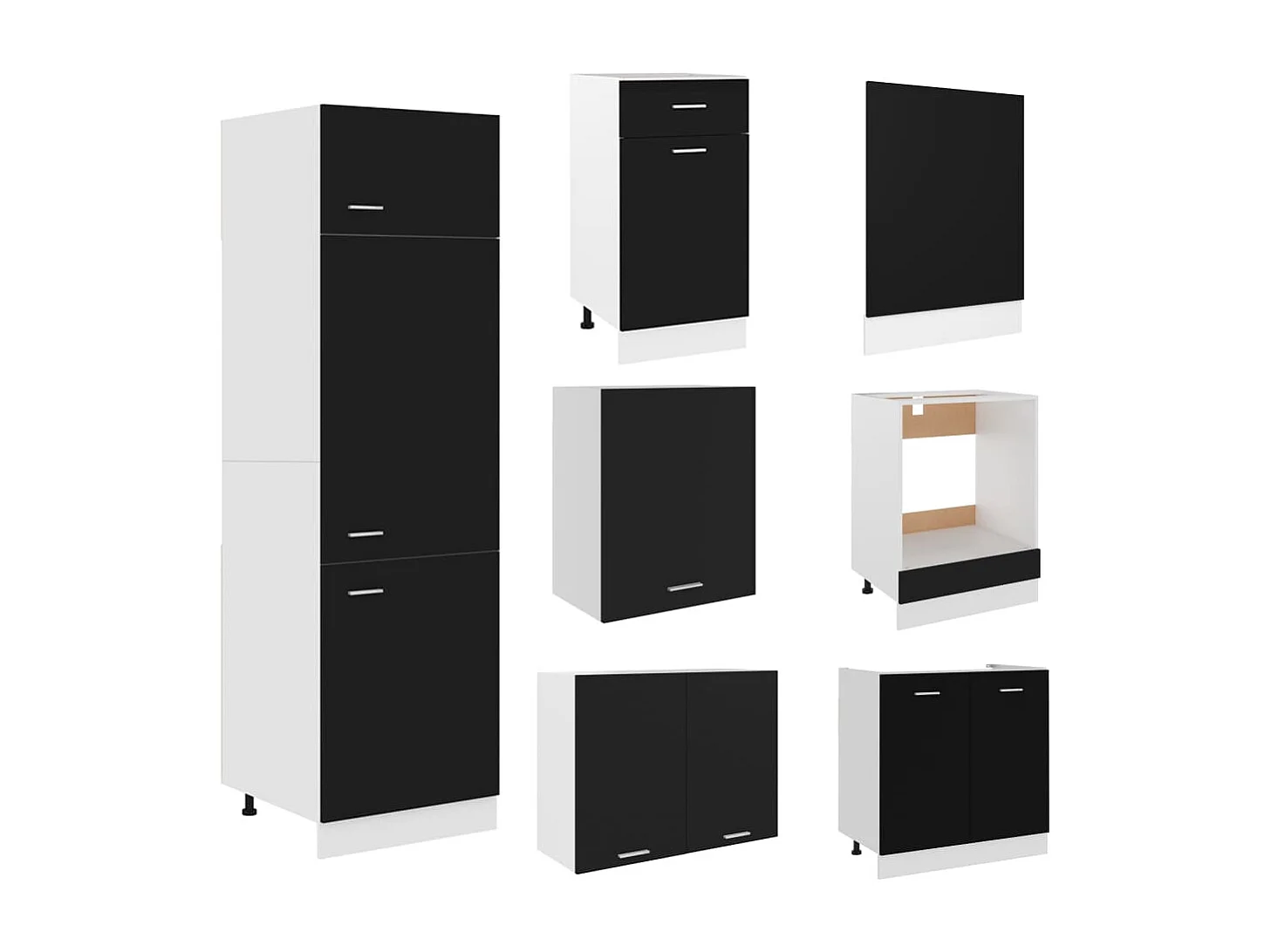 Ensemble de meubles de cuisine 7 pcs Noir Aggloméré