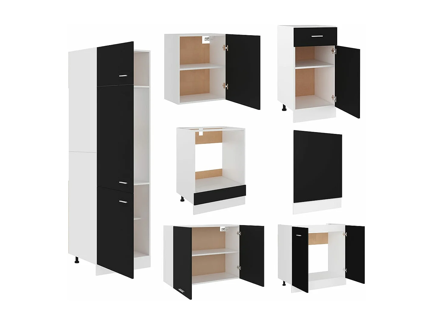 Ensemble de meubles de cuisine 7 pcs Noir Aggloméré