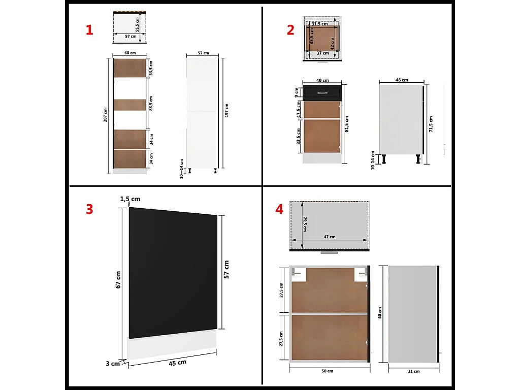 Ensemble de meubles de cuisine 7 pcs Noir Aggloméré
