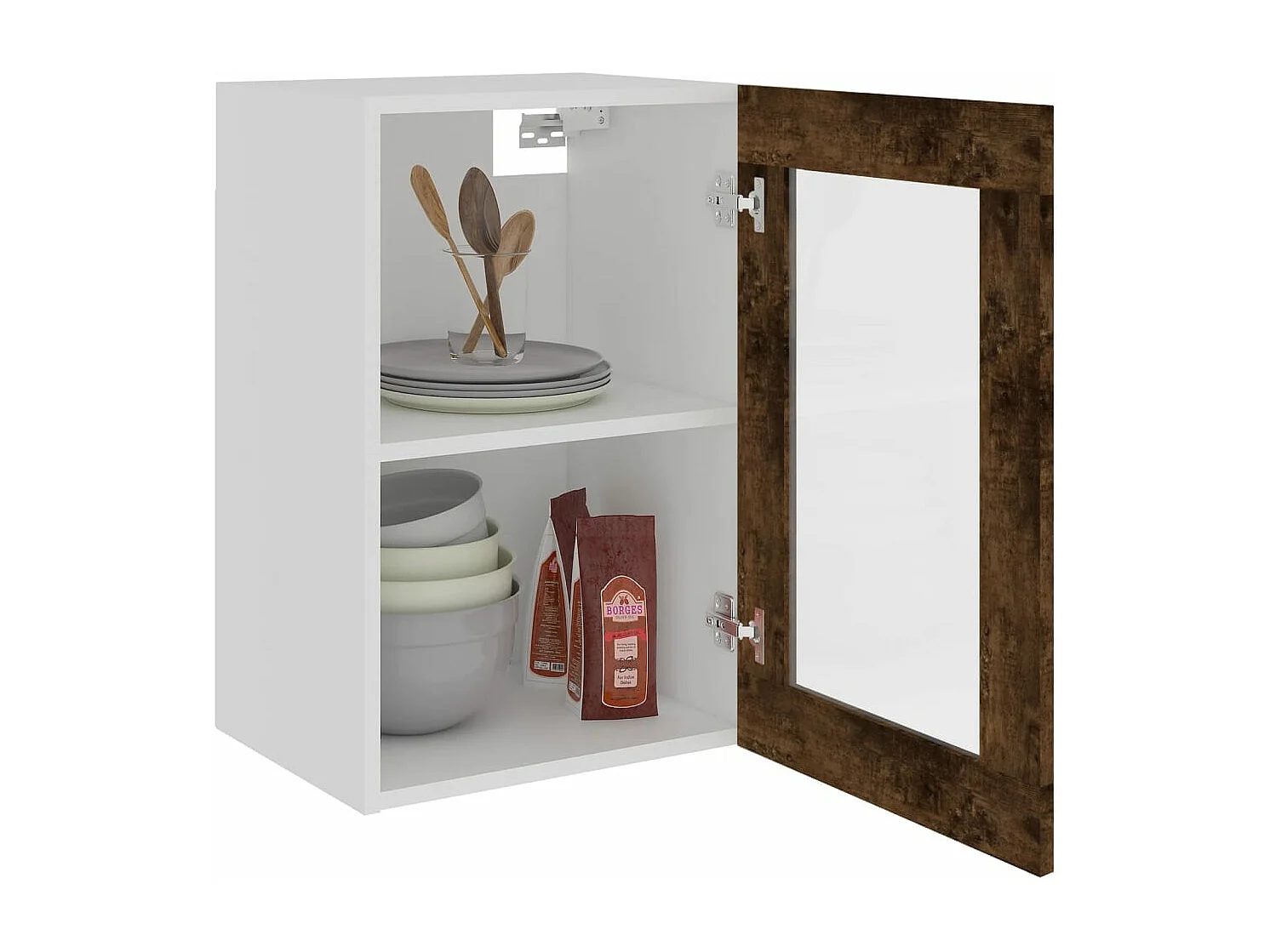 Armoire en verre suspendue Chêne fumé 40x31x60 cm