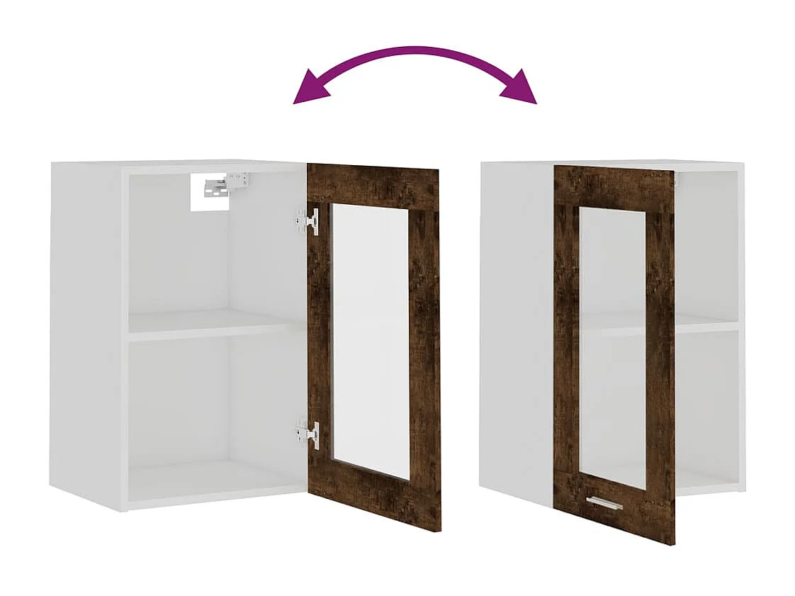 Armoire en verre suspendue Chêne fumé 40x31x60 cm