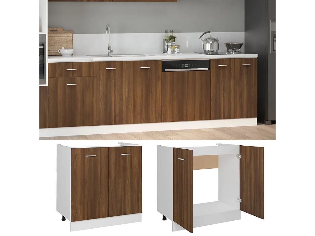 Spoeltafelkast Eiken bruin 80x46x81,5 cm