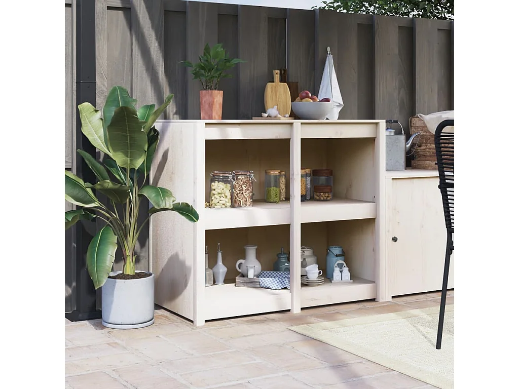 Armoire de cuisine d'extérieur blanc bois de pin massif