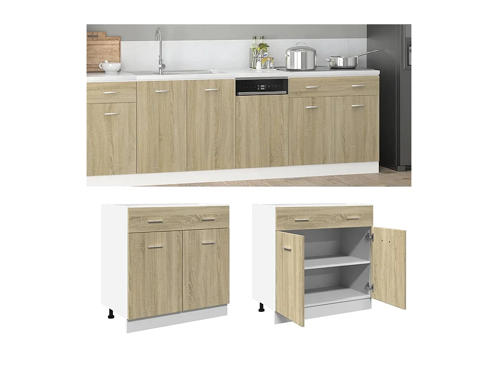 Armoire de plancher tiroir Chêne sonoma 80x46x81,5 cm Aggloméré