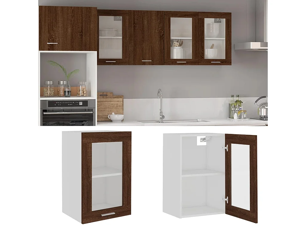 Armoire vitrée suspendue Chêne marron 40x31x60 cm