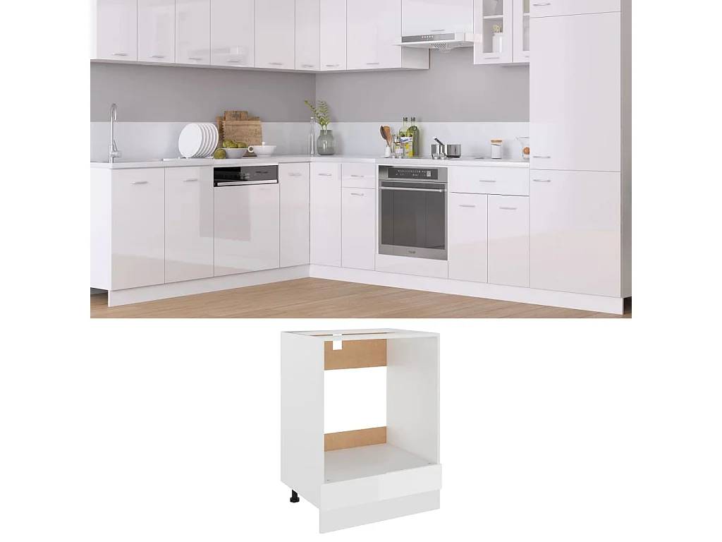 Armoire à four Blanc brillant 60x46x81,5 cm Bois d’ingénierie