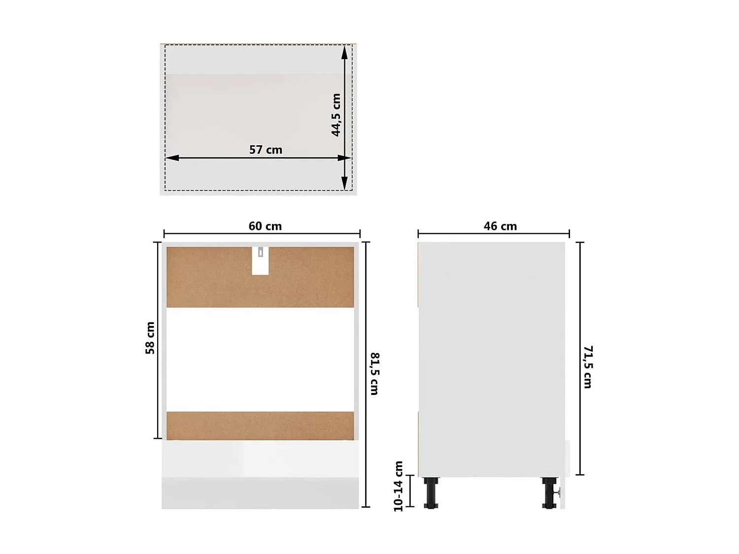 Armoire à four Blanc brillant 60x46x81,5 cm Bois d’ingénierie