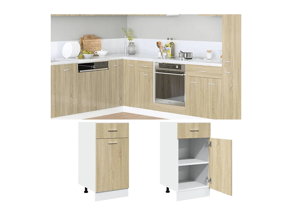 Armoire de plancher tiroir chêne sonoma bois d'ingénierie