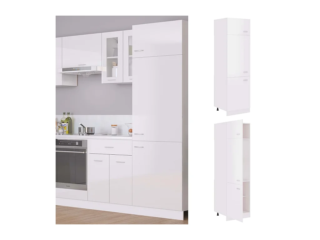Koelkastkast Glanzend wit parket