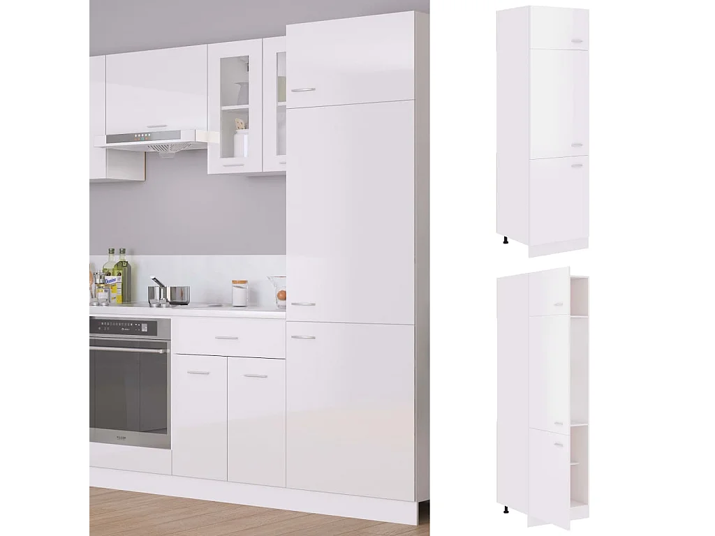 Armoire de réfrigérateur Blanc brillant Bois d’ingénierie