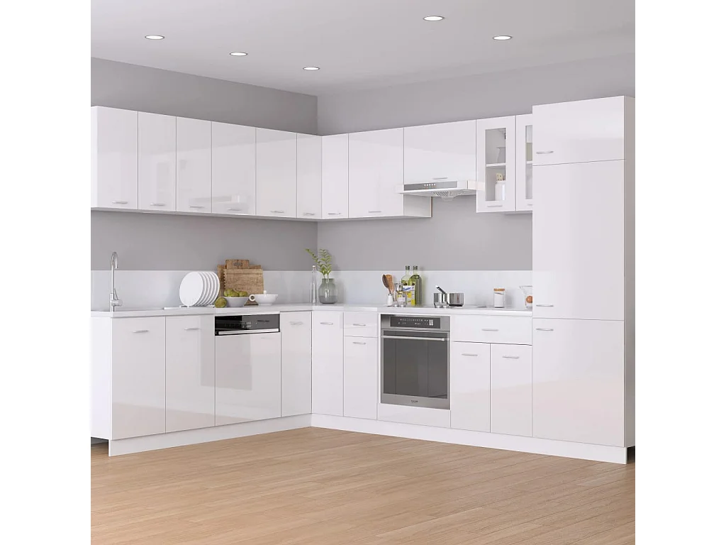 Armoire de réfrigérateur Blanc brillant Bois d’ingénierie