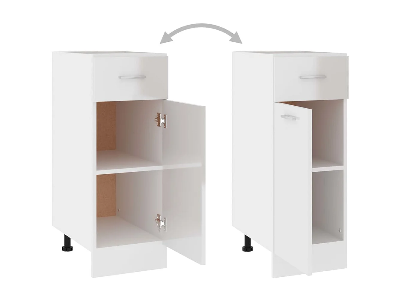 Armadietto da terra con cassetti, pannelli in MDF bianco lucido