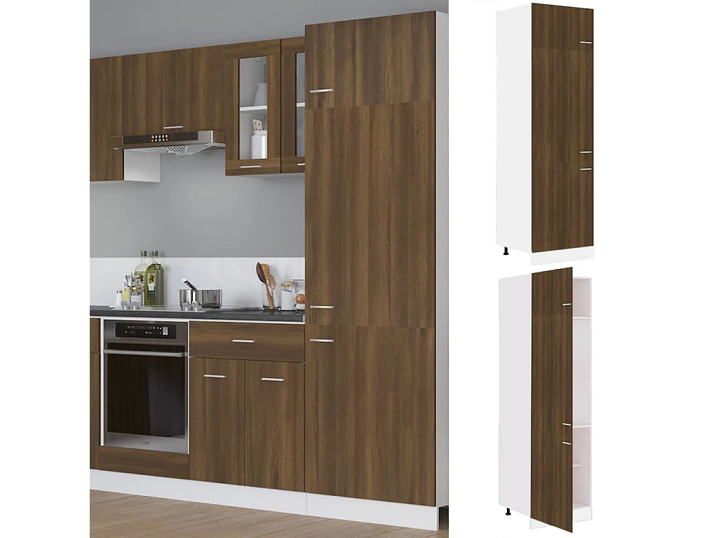 Armoire à réfrigérateur Chêne marron 60x57x207 cm Bois