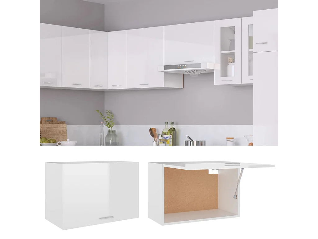 Armoire suspendue Blanc brillant 60x31x40 cm Bois d'ingénierie