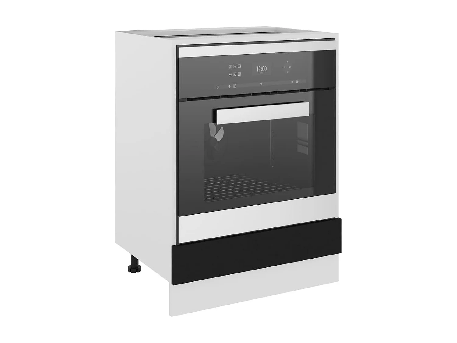 Armário do forno preto 60x46x81,5 cm madeira trabalhada