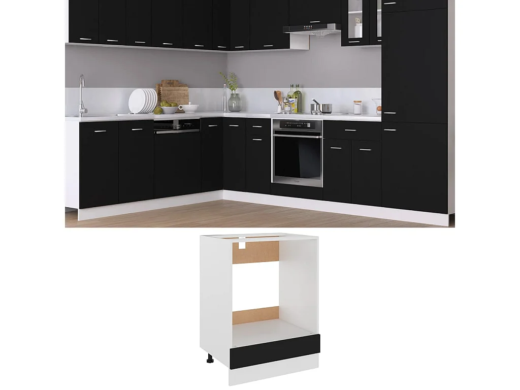 Armoire à four Noir 60x46x81,5 cm Bois d’ingénierie