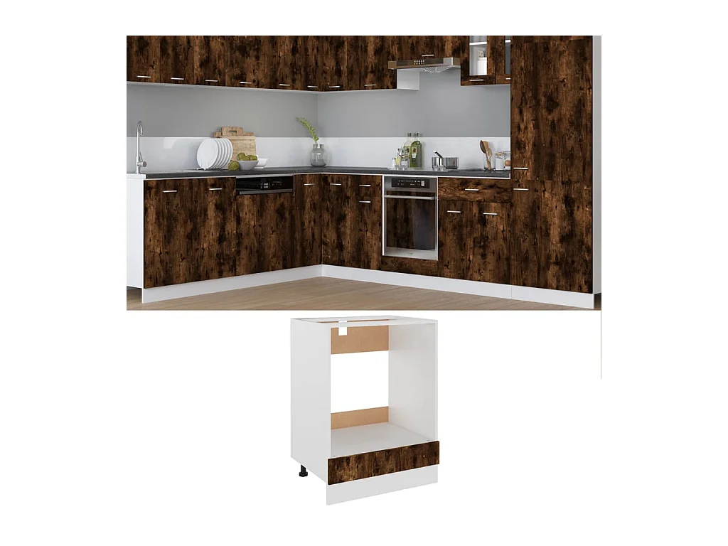 Mueble para horno Roble ahumado 60x46x81,5 cm Madera contrachapada
