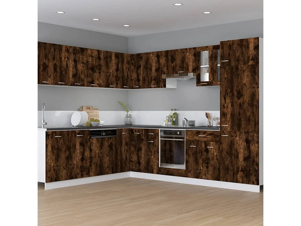 Armoire à four Chêne fumé 60x46x81,5 cm Bois d'ingénierie