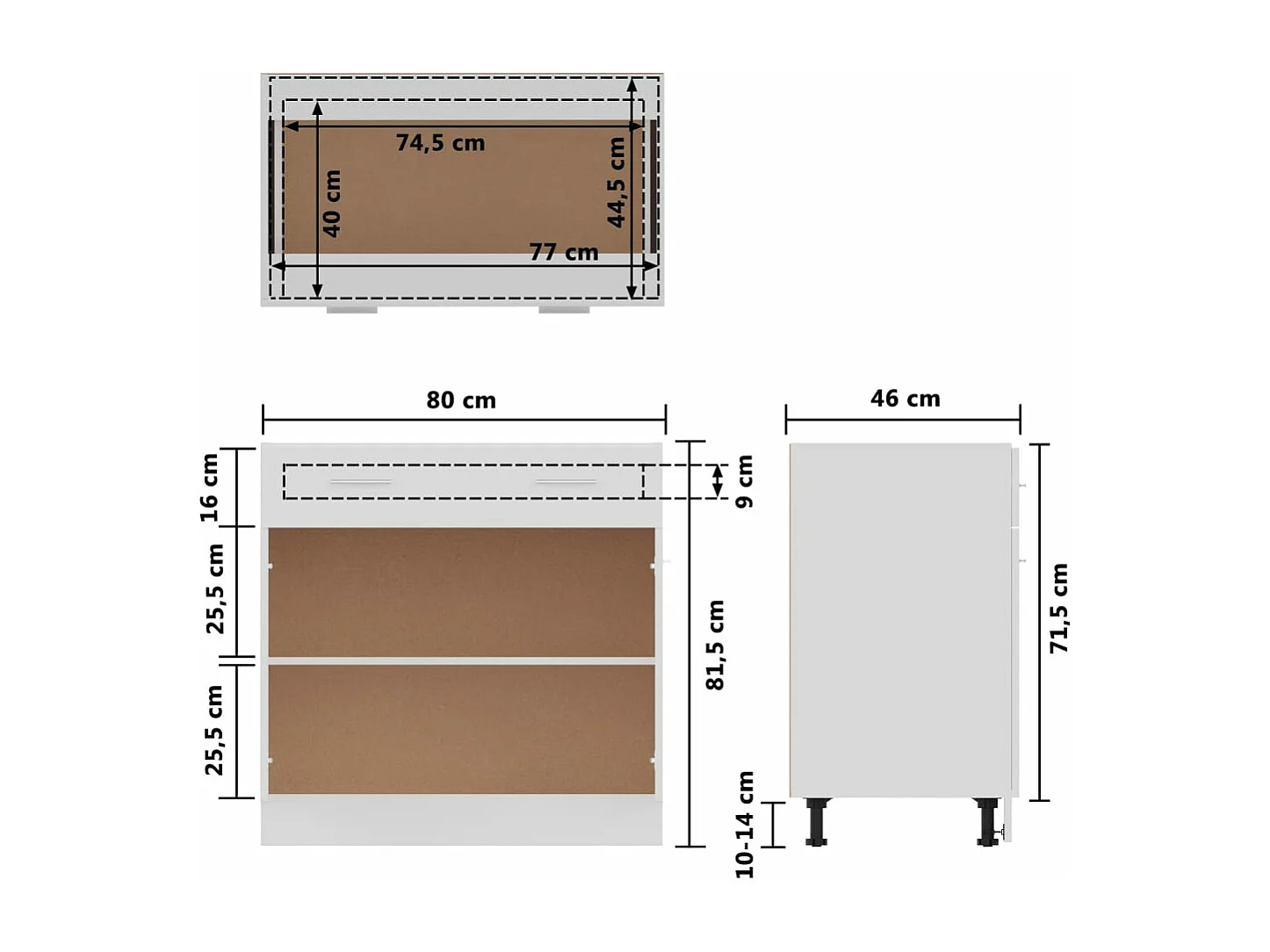 Armoire de plancher à tiroir Blanc 80x46x81,5cm Bois ingénierie