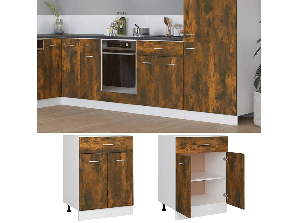 Unterschrank mit Schublade Räuchereiche 60x46x81,5 cm