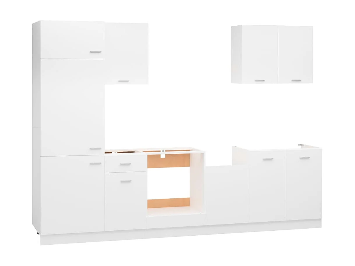 Ensemble de meubles de cuisine 7 pcs Blanc Aggloméré