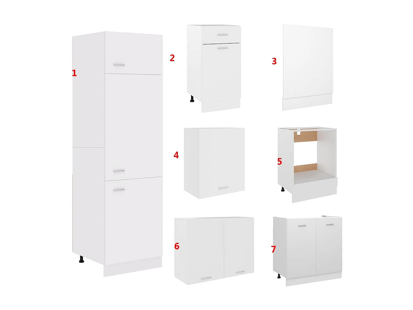 Ensemble de meubles de cuisine 7 pcs Blanc Aggloméré