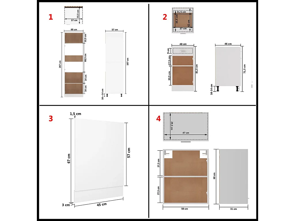 Ensemble de meubles de cuisine 7 pcs Blanc Aggloméré