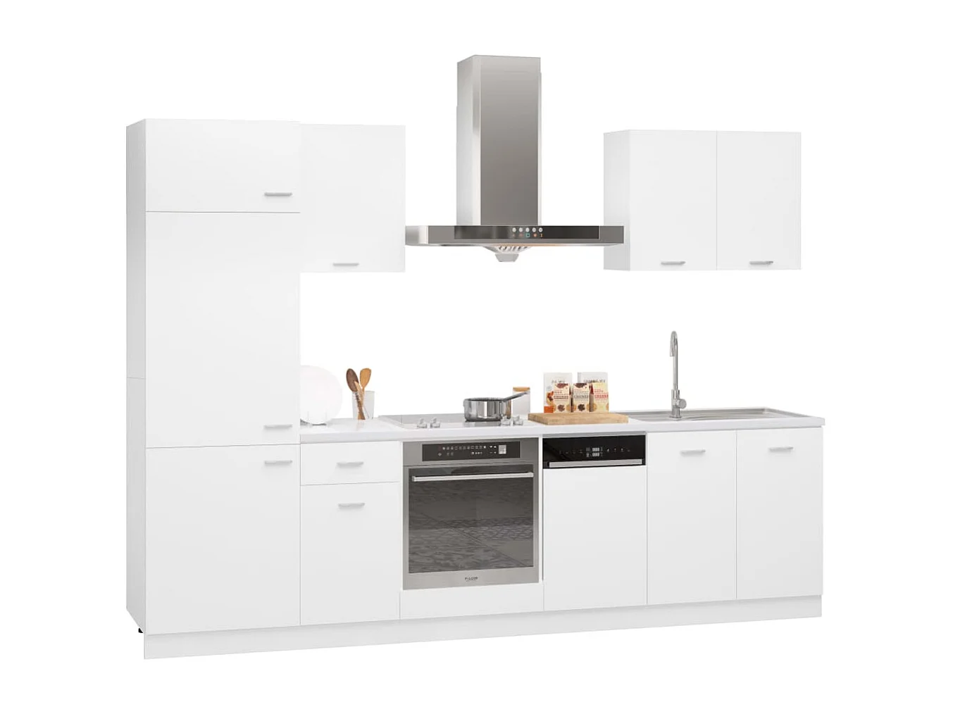 Ensemble de meubles de cuisine 7 pcs Blanc Aggloméré