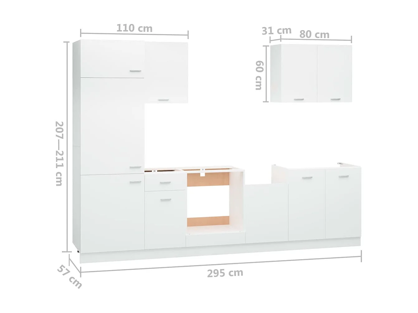 Ensemble de meubles de cuisine 7 pcs Blanc Aggloméré