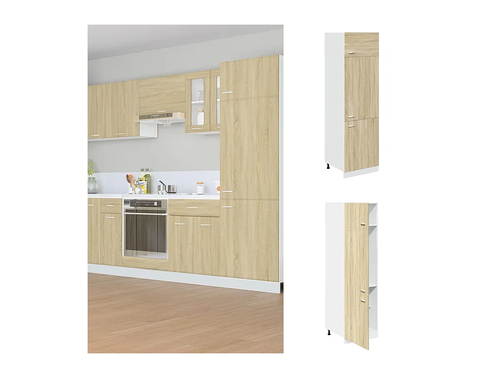 Armoire de réfrigérateur Chêne sonoma 60x57x207 cm Aggloméré