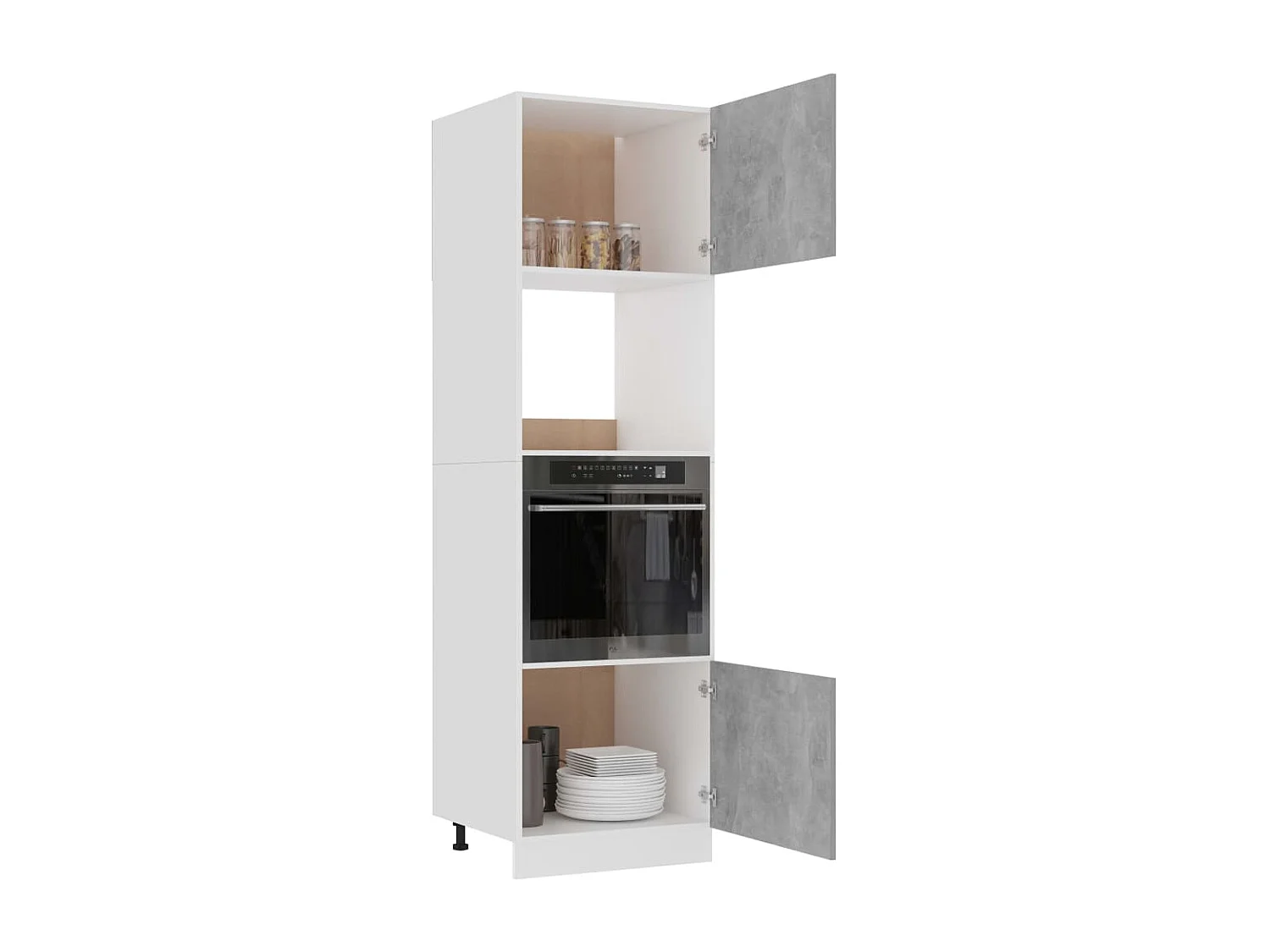 Mobile per microonde Grigio cemento 60x57x207 cm MDF