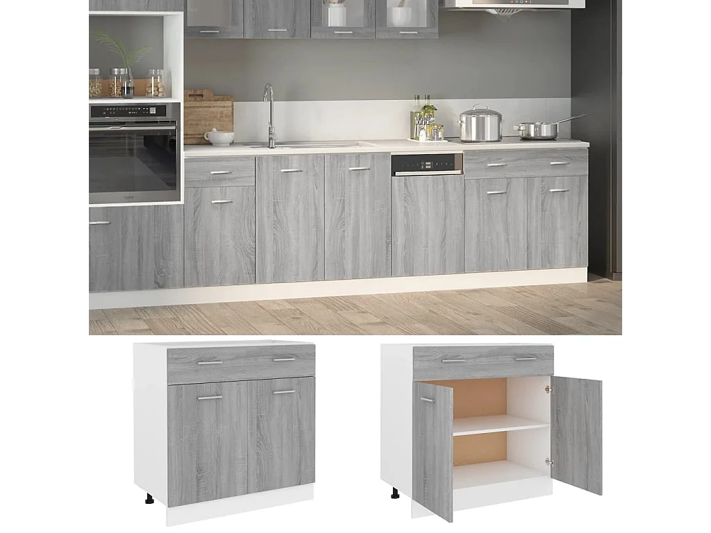 Armoire de plancher à tiroir Sonoma gris 80x46x81,5 cm