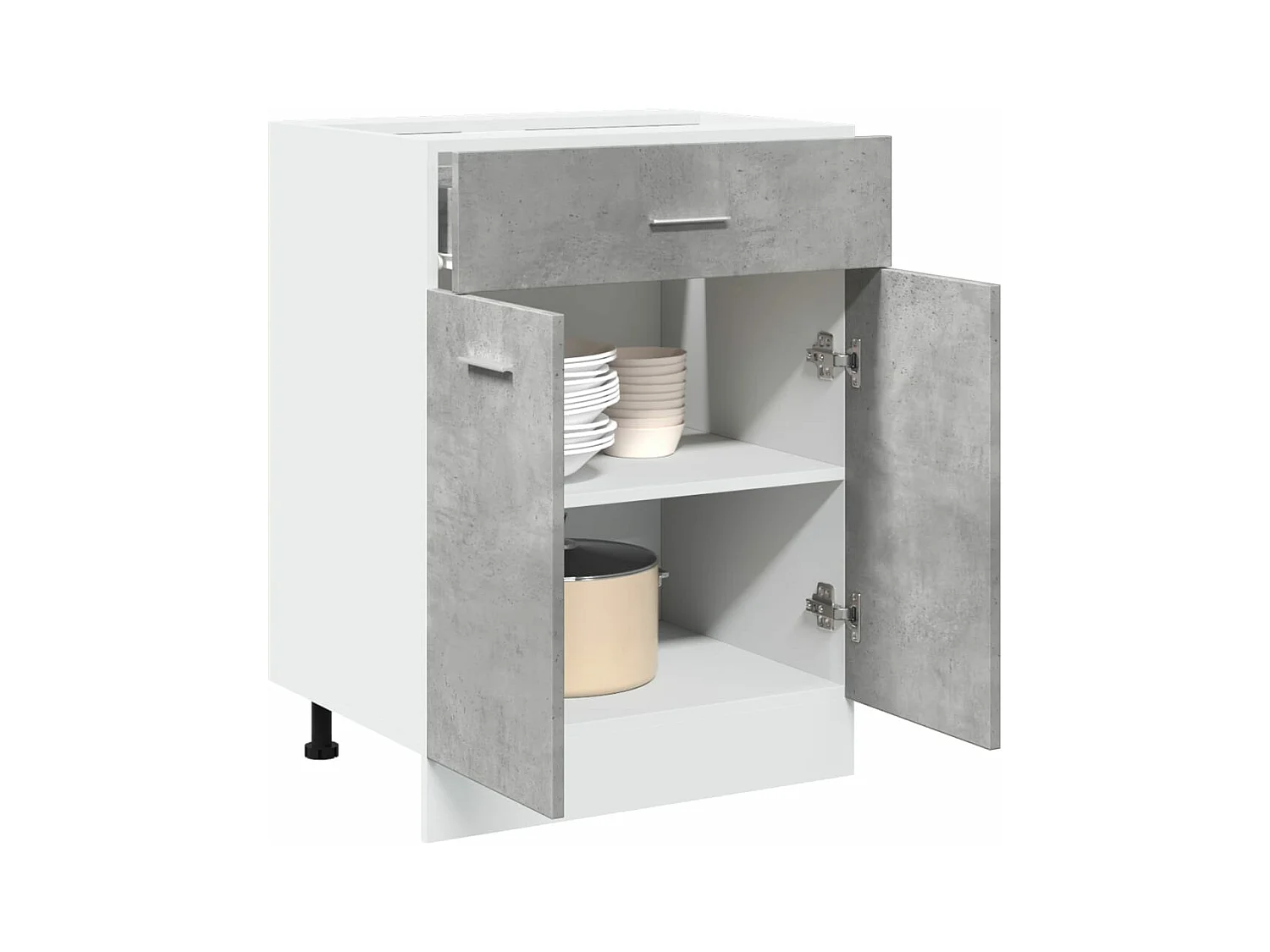 Armoire de plancher à tiroir Gris béton 60x46x81,5 cm Aggloméré