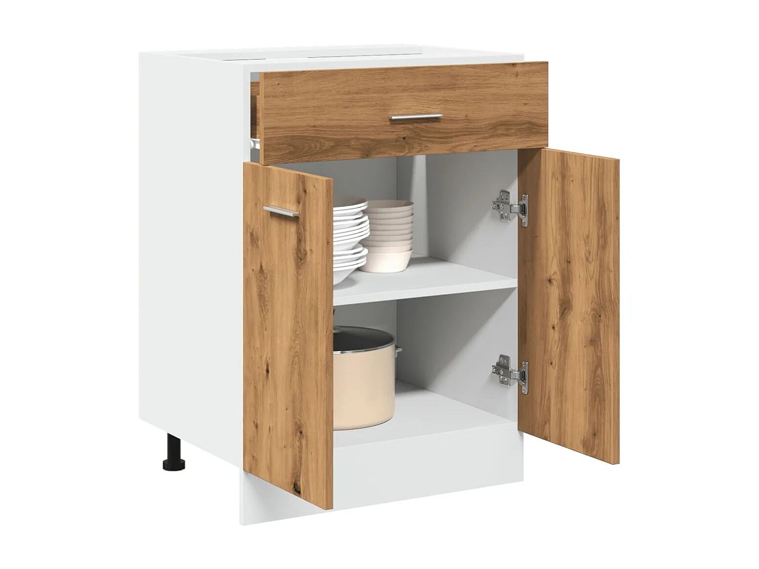 Mueble de suelo artesanal de roble con cajón 60x46x81,5 cm