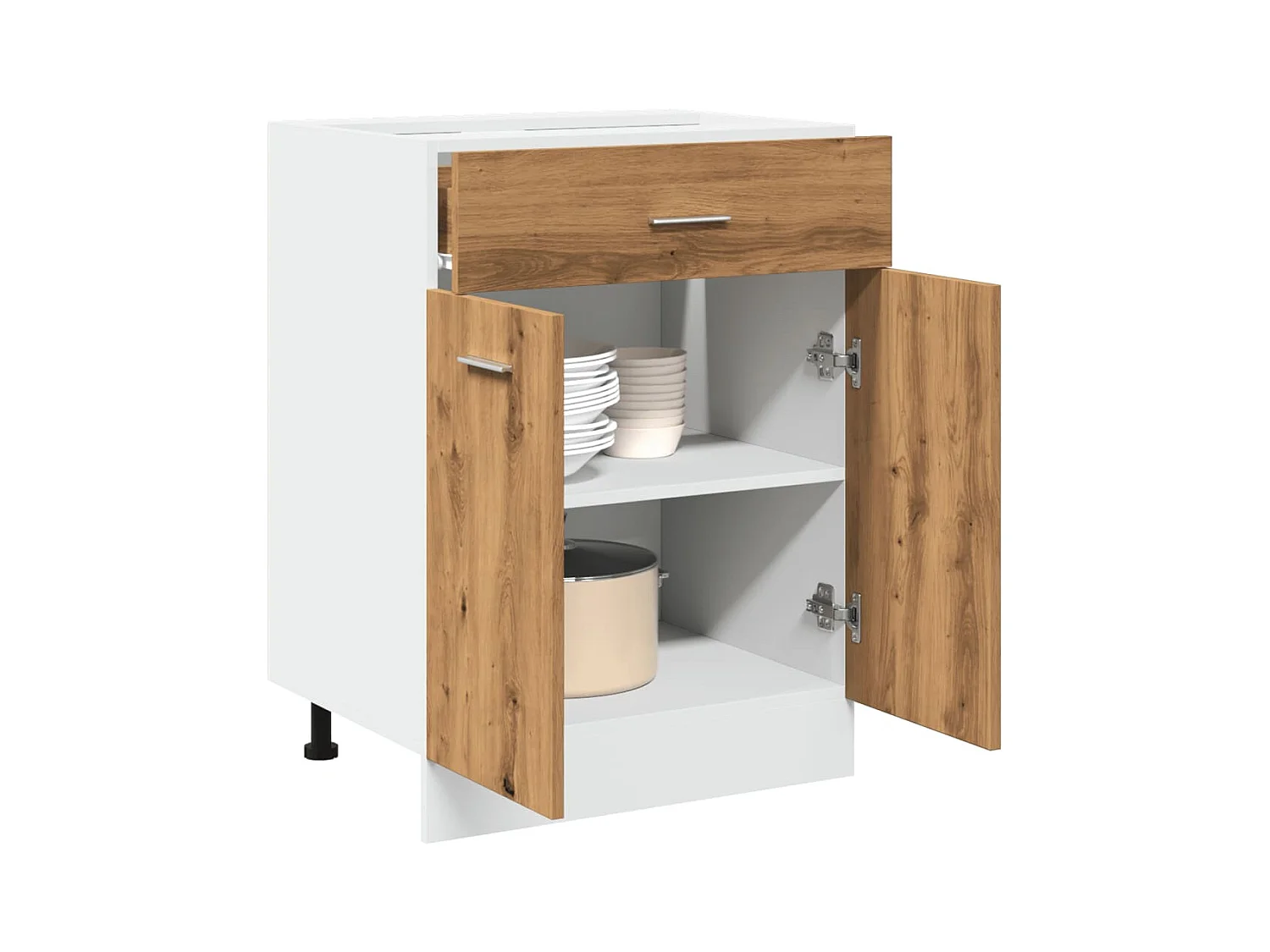 Handgefertigter Unterschrank aus Eichenholz mit Schublade 60x46x81,5 cm
