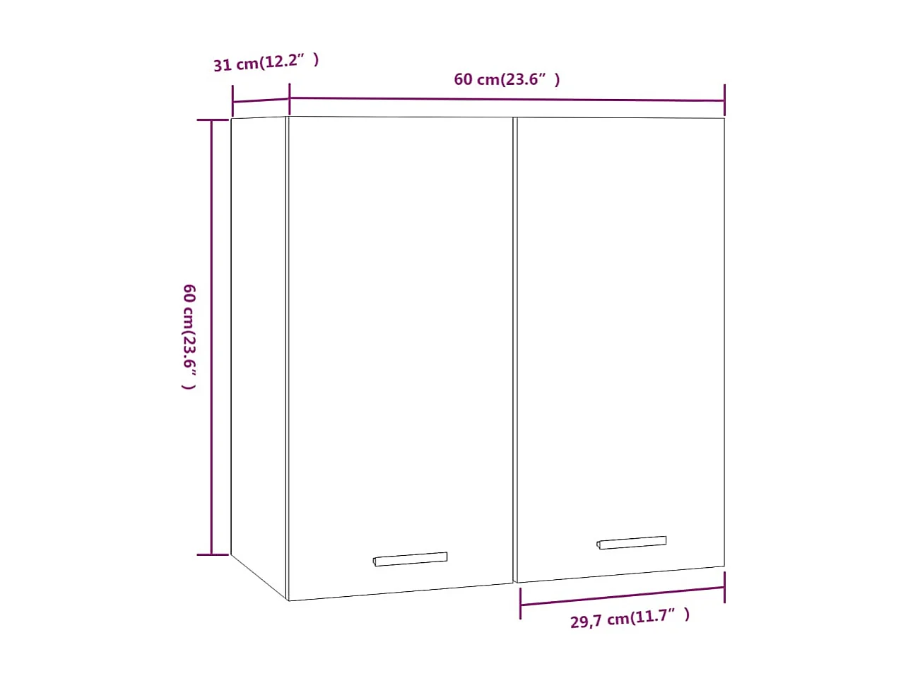 Armoire suspendue Sonoma gris 60x31x60 cm Bois d'ingénierie
