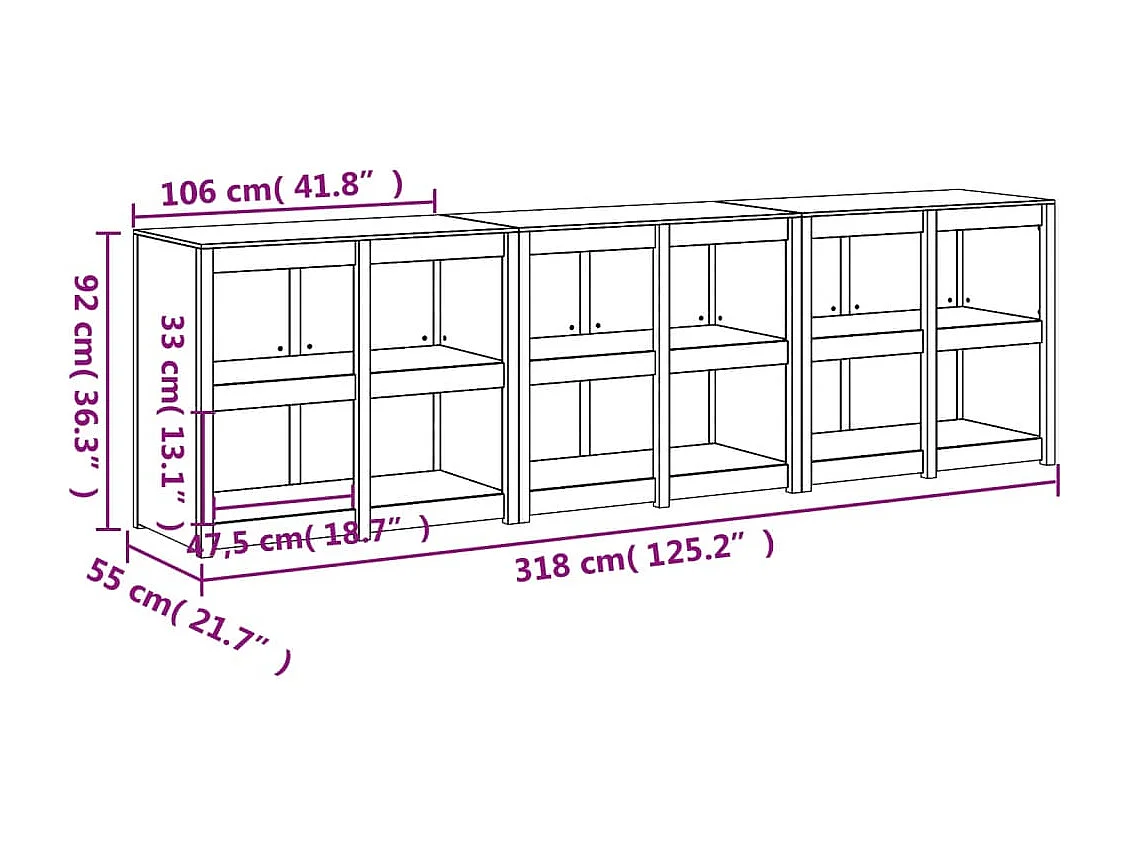 Armoires de cuisine d'extérieur 3 pcs bois massif douglas